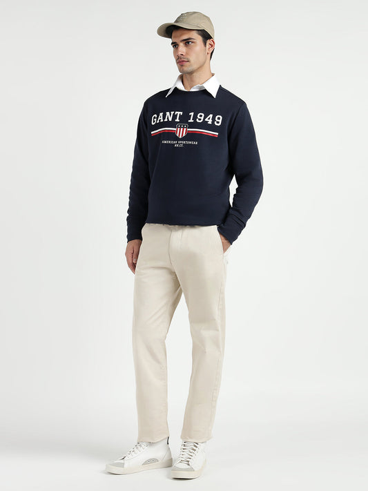 Gant Men Cream Regular Fit Solid Trouser