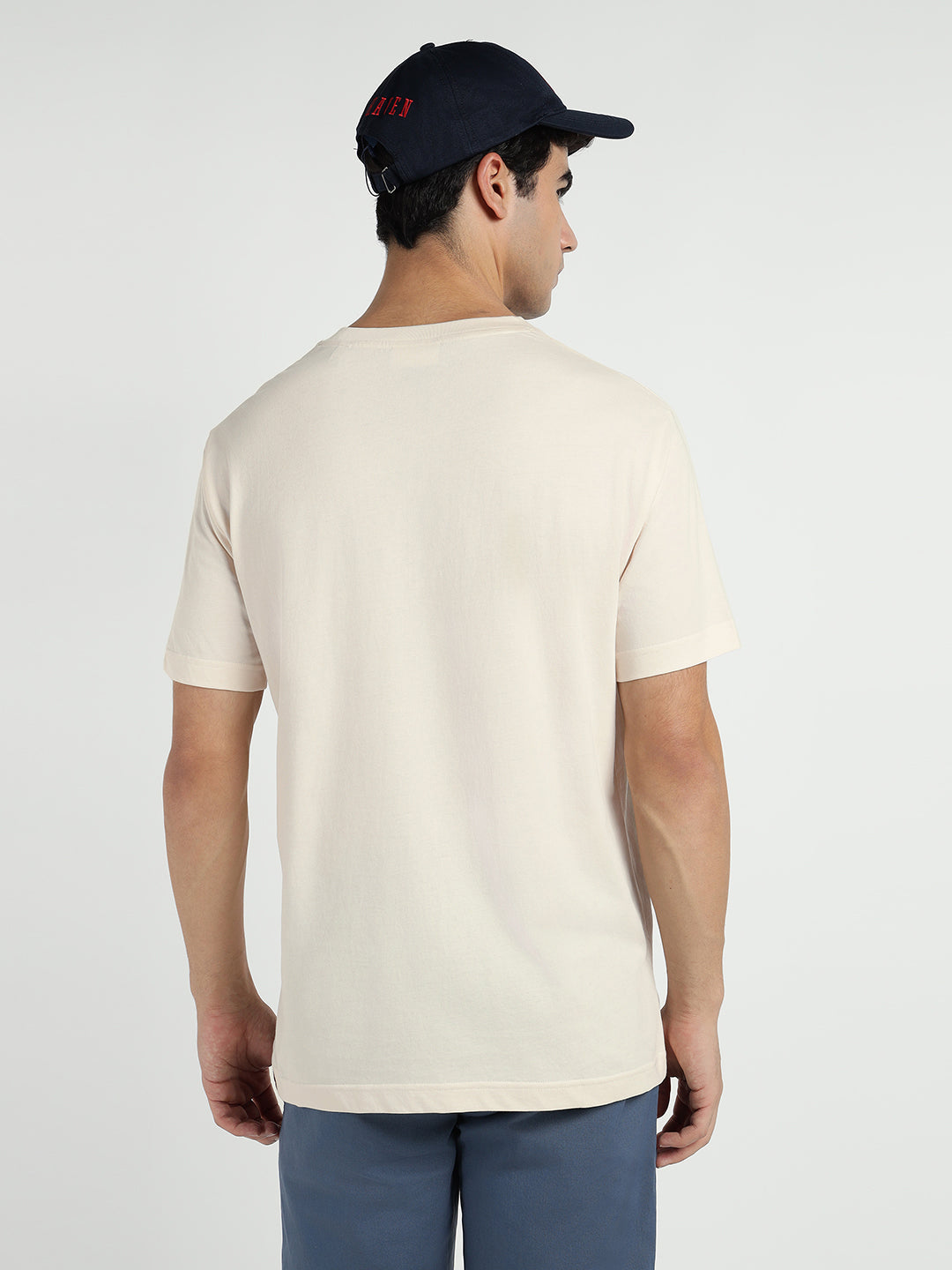 Gant Men Cream Printed Crew Neck Tshirt