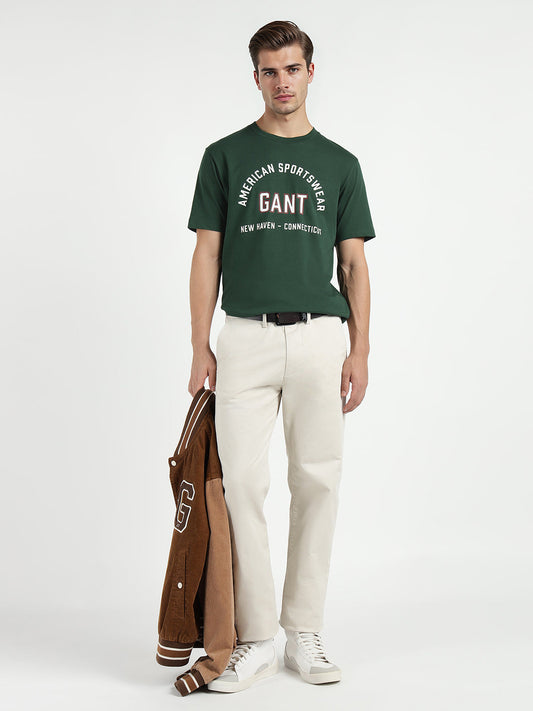 Gant Men Green Printed Crew Neck Tshirt