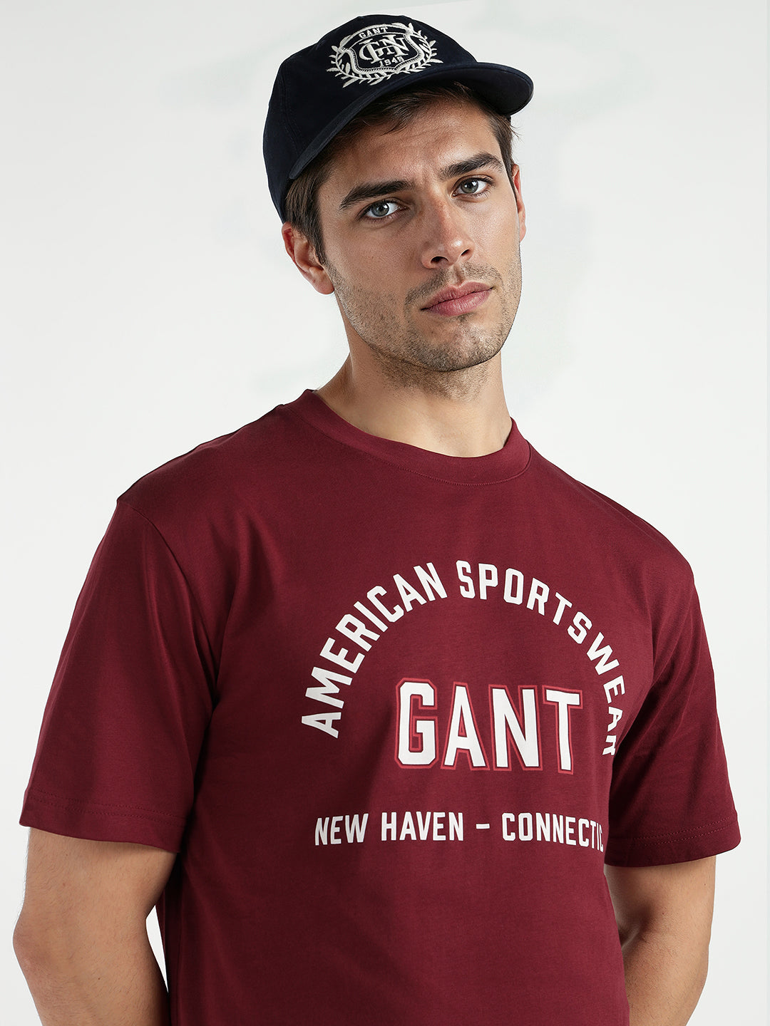 Gant Men Red Printed Crew Neck Tshirt