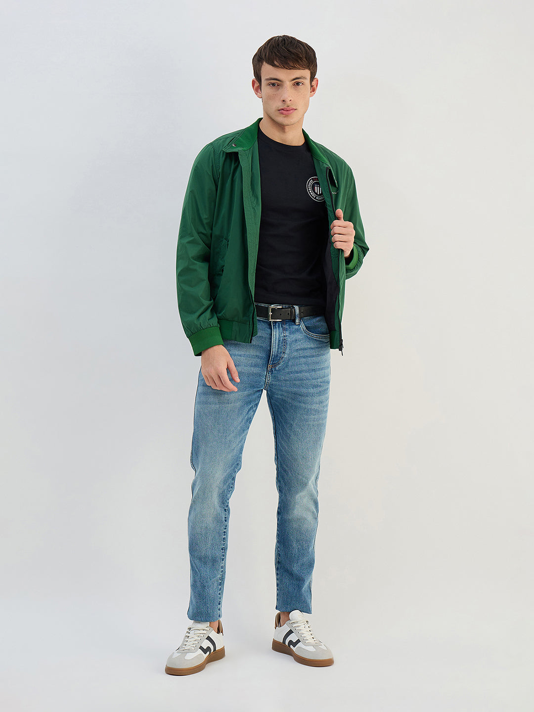 GANT Men Black Logo Crew Neck Regular Fit T-Shirt