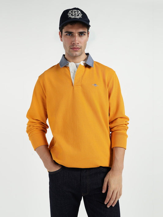 Gant Men Yollow Solid Collar Sweatshirt