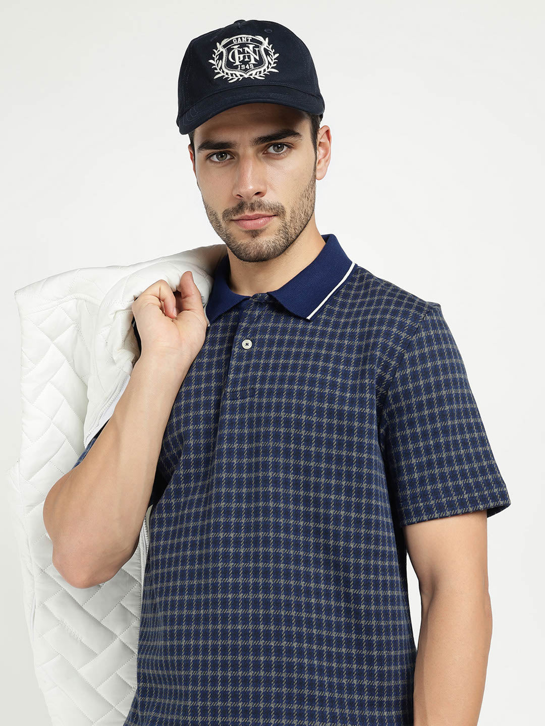 Gant Men Blue Solid Polo Tshirt