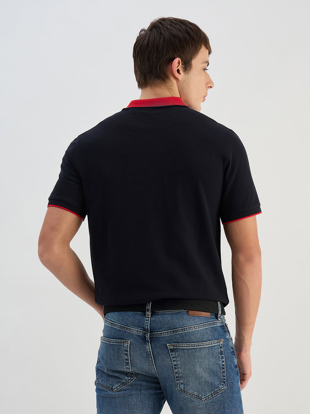 Gant Men Black Solid Pure Cotton  Polo Collar T-Shirt