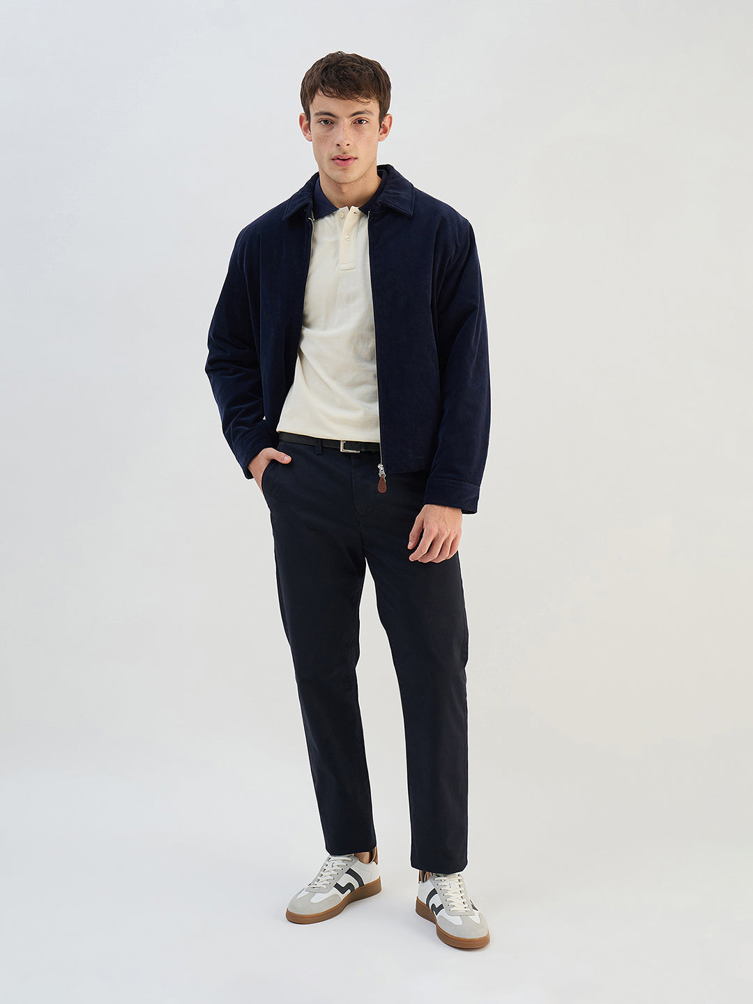 Gant Men Off White Solid Pure Cotton Polo Collar T-Shirt