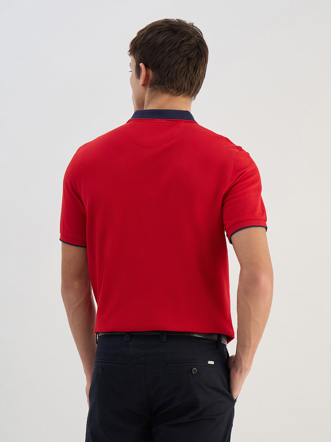 Gant Men Red Solid Pure Cotton  Polo Collar T-Shirt