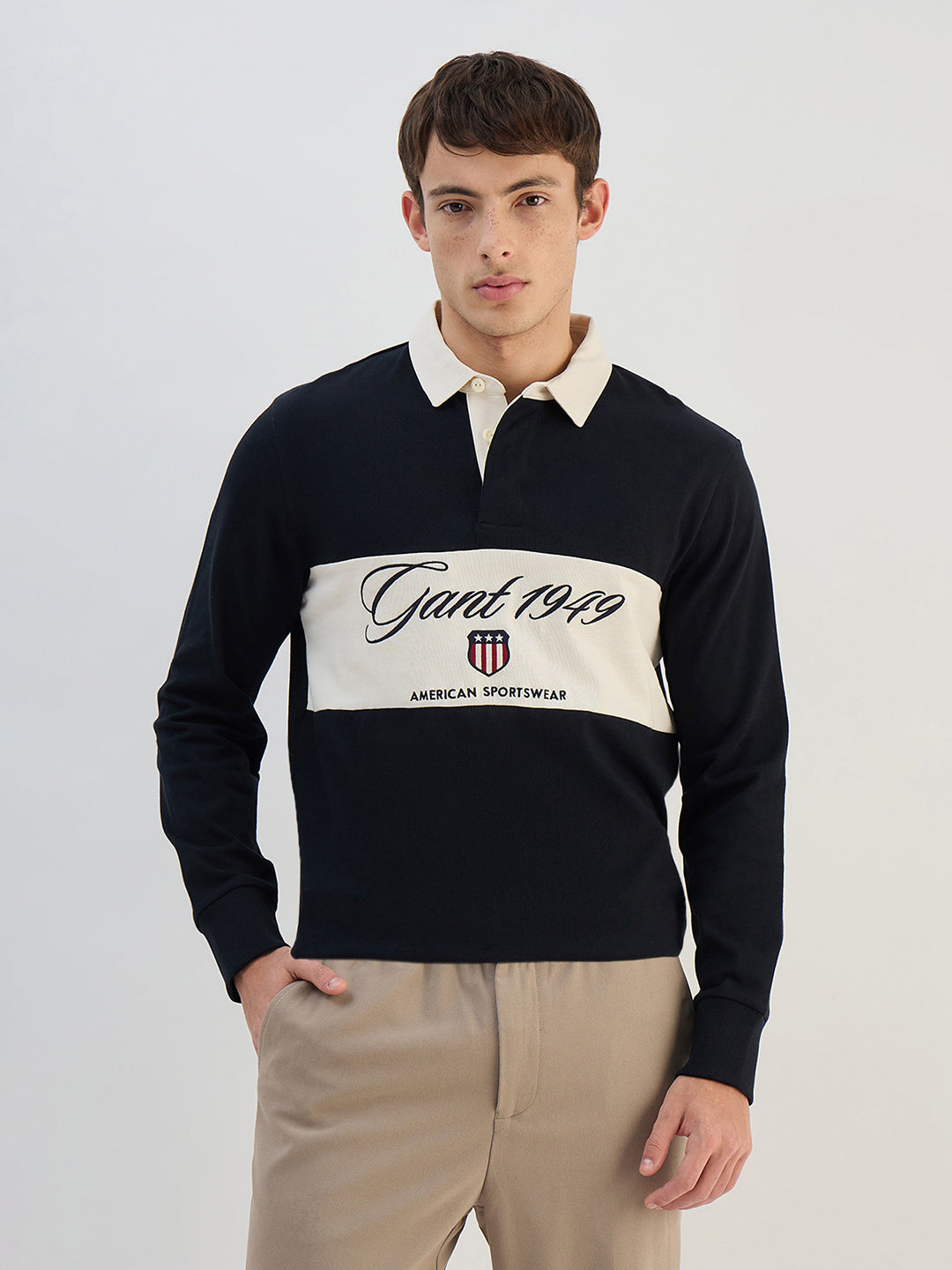 Gant Men Black Solid Pure Cotton  Polo Collar T-Shirt