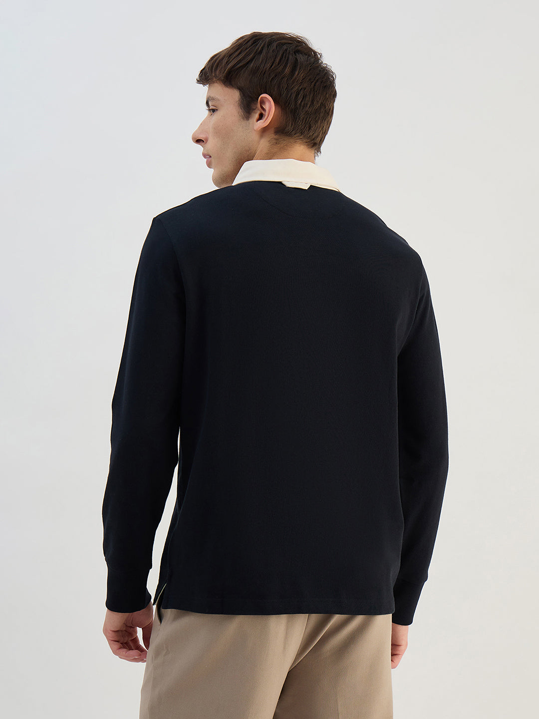 Gant Men Black Solid Pure Cotton  Polo Collar T-Shirt