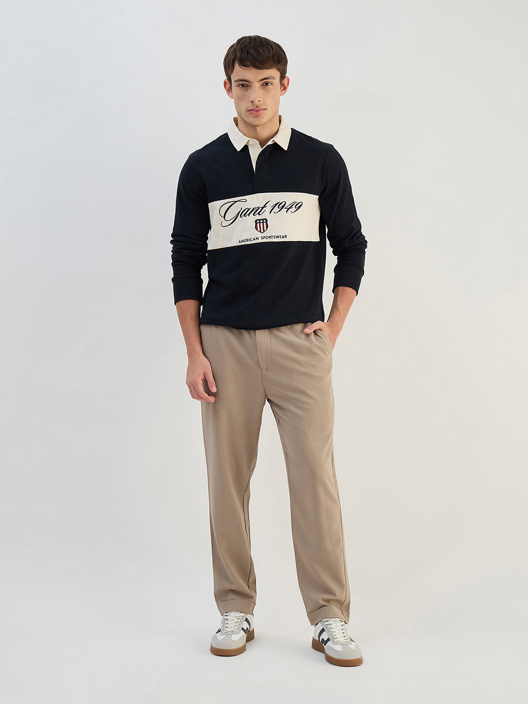 Gant Men Black Solid Pure Cotton  Polo Collar T-Shirt