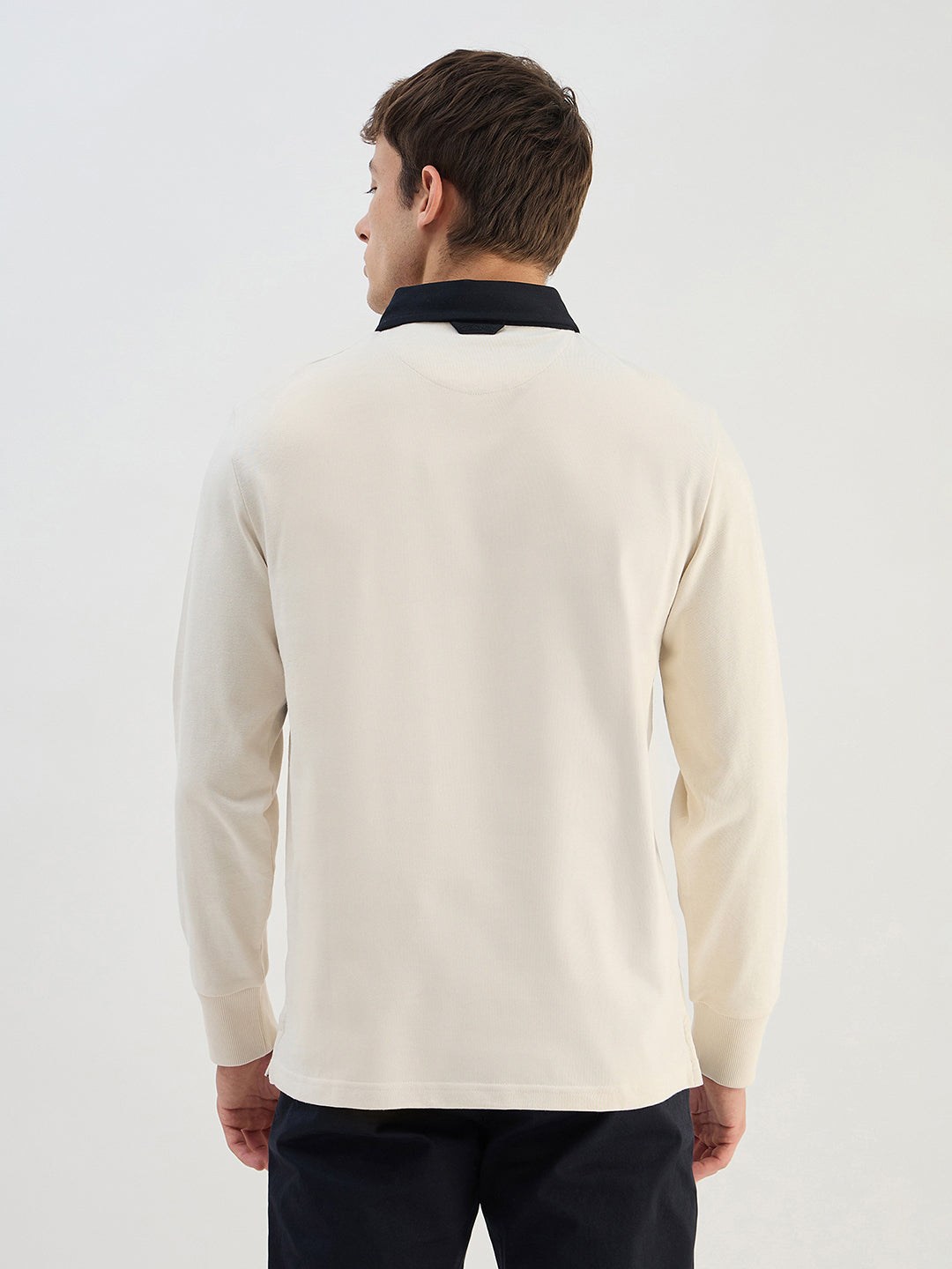 Gant Men Off White Solid Pure Cotton Polo Collar T-Shirt