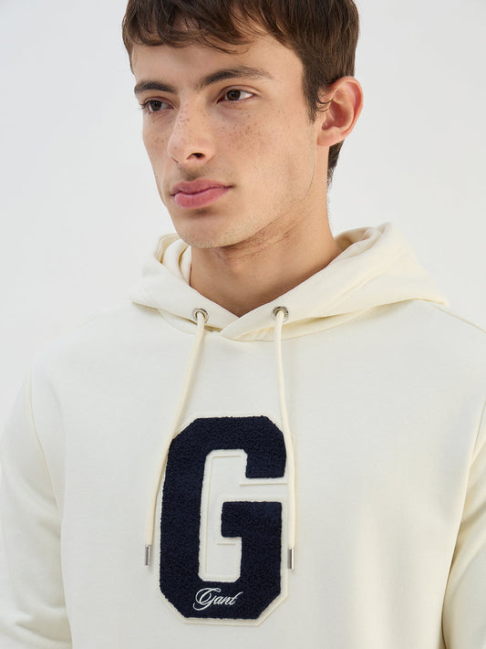 Gant Men Cream Solid Hoodie Sweatshirt