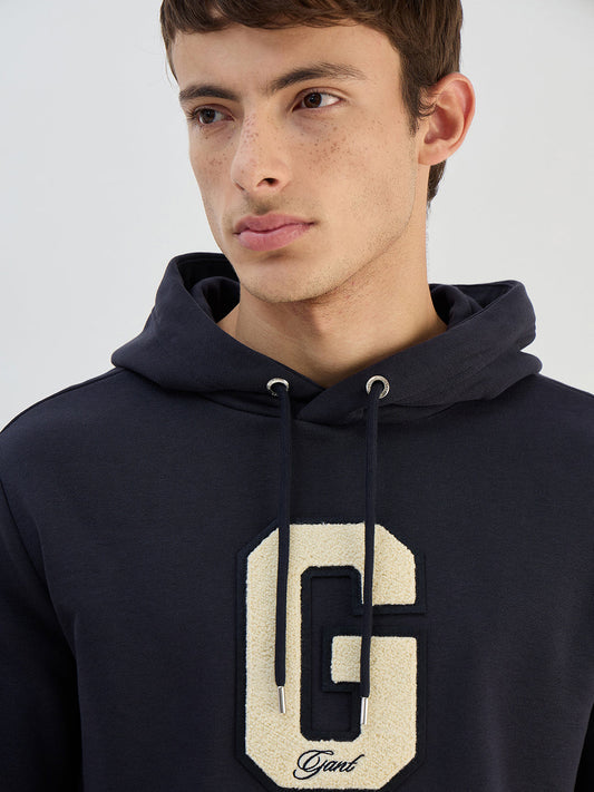Gant Men Navy Blue Solid Hoodie Sweatshirt