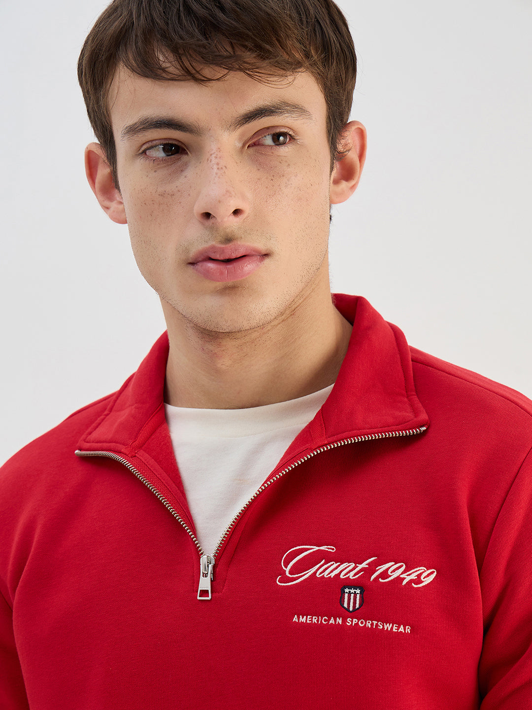 Gant Men Red Solid High Neck Sweatshirt