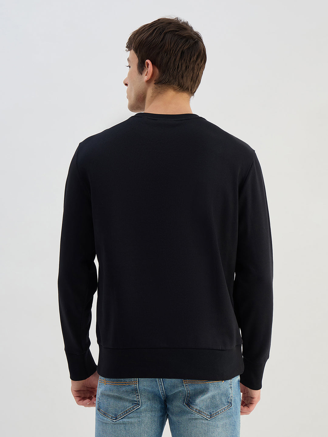 Gant Men Black Solid Round Neck Sweatshirt