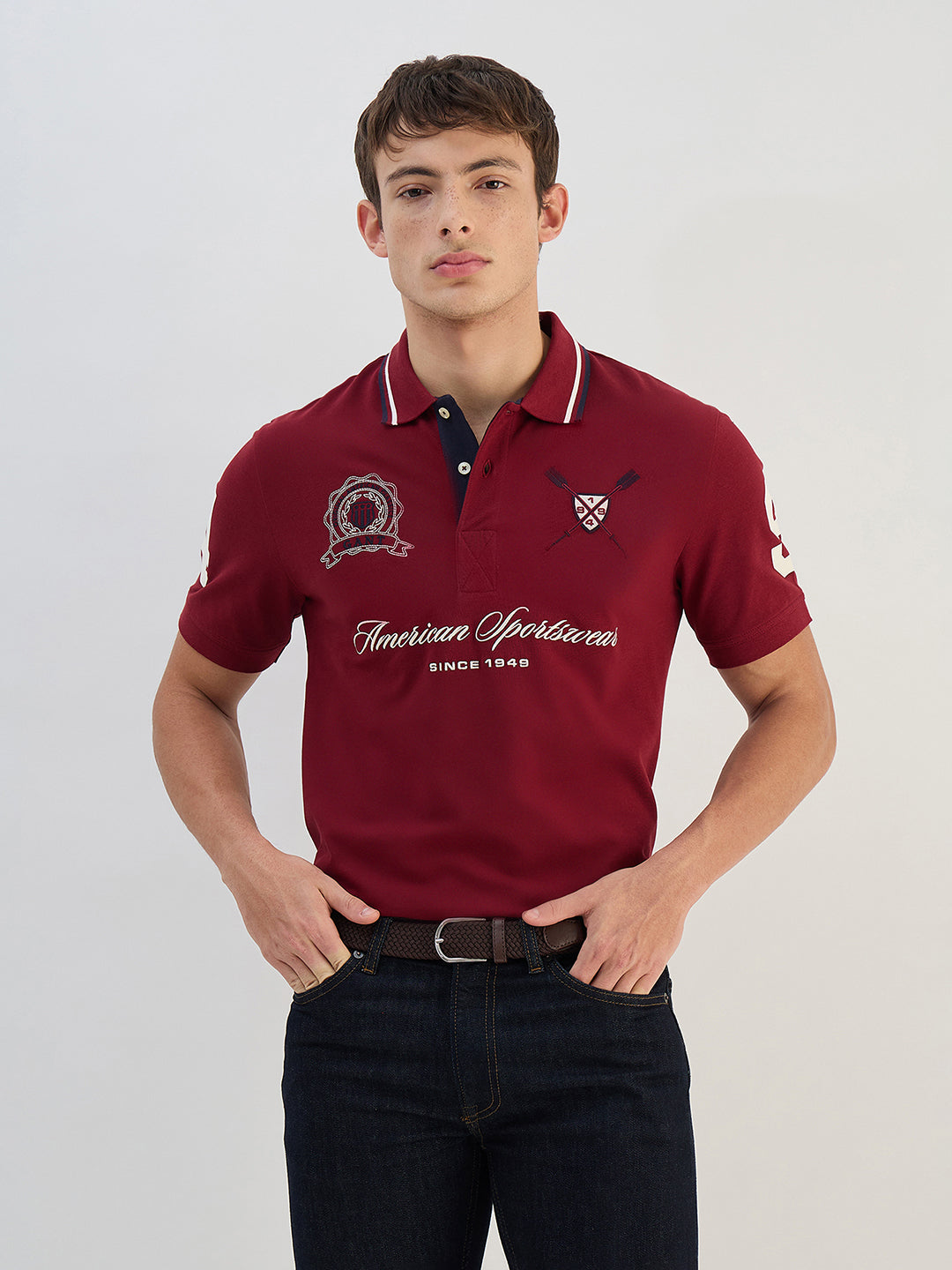 Gant Men Red Solid Pure Cotton  Polo Collar T-Shirt