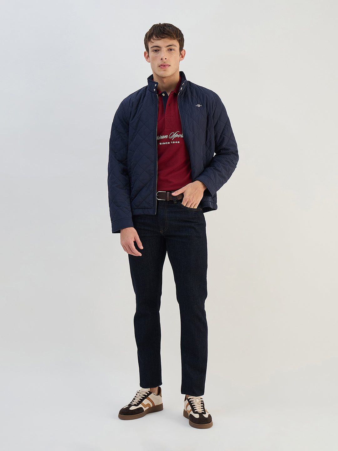 Gant Men Red Solid Pure Cotton  Polo Collar T-Shirt