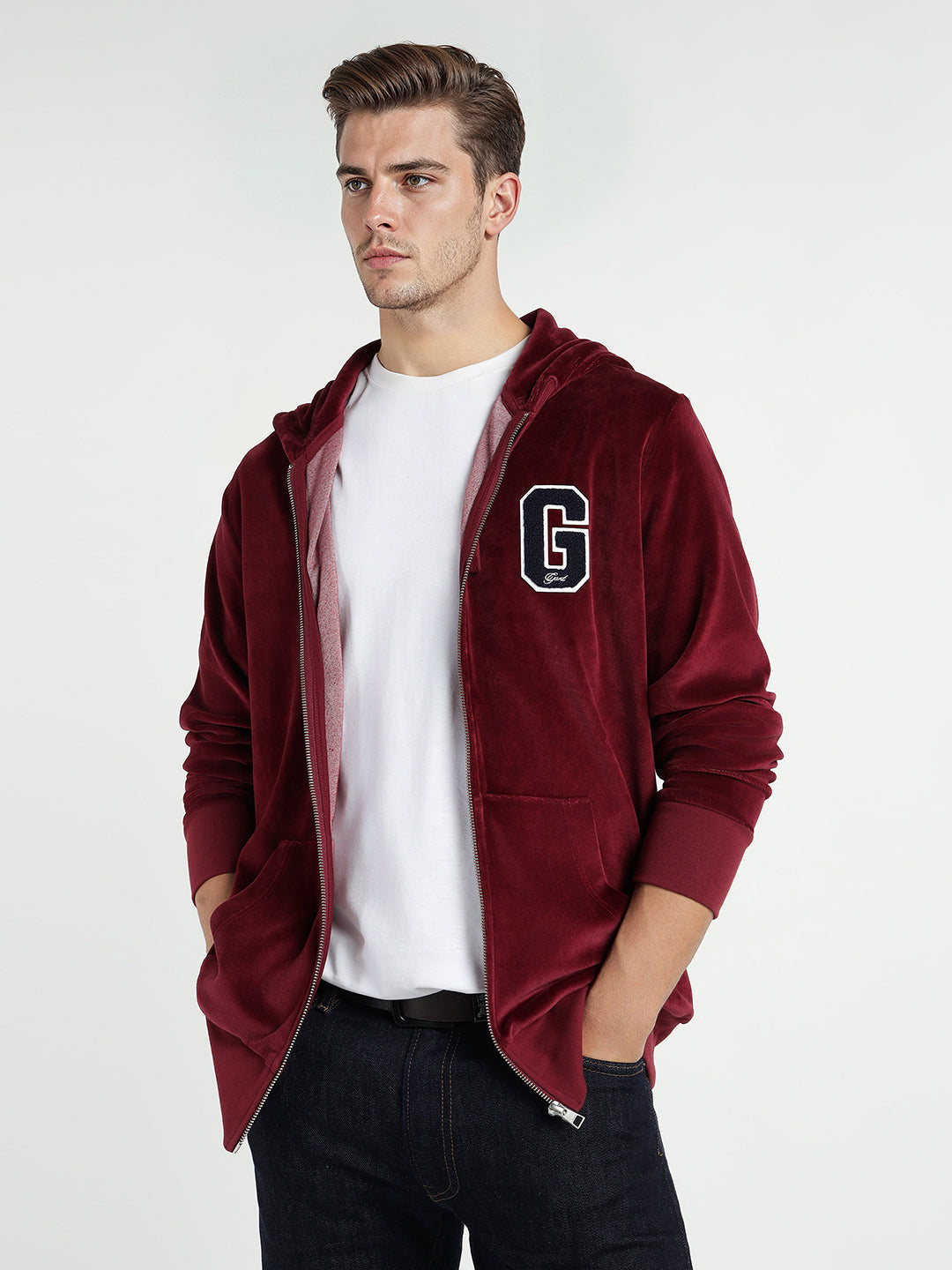 Gant Men Red Printed Hooded Sweatshirt