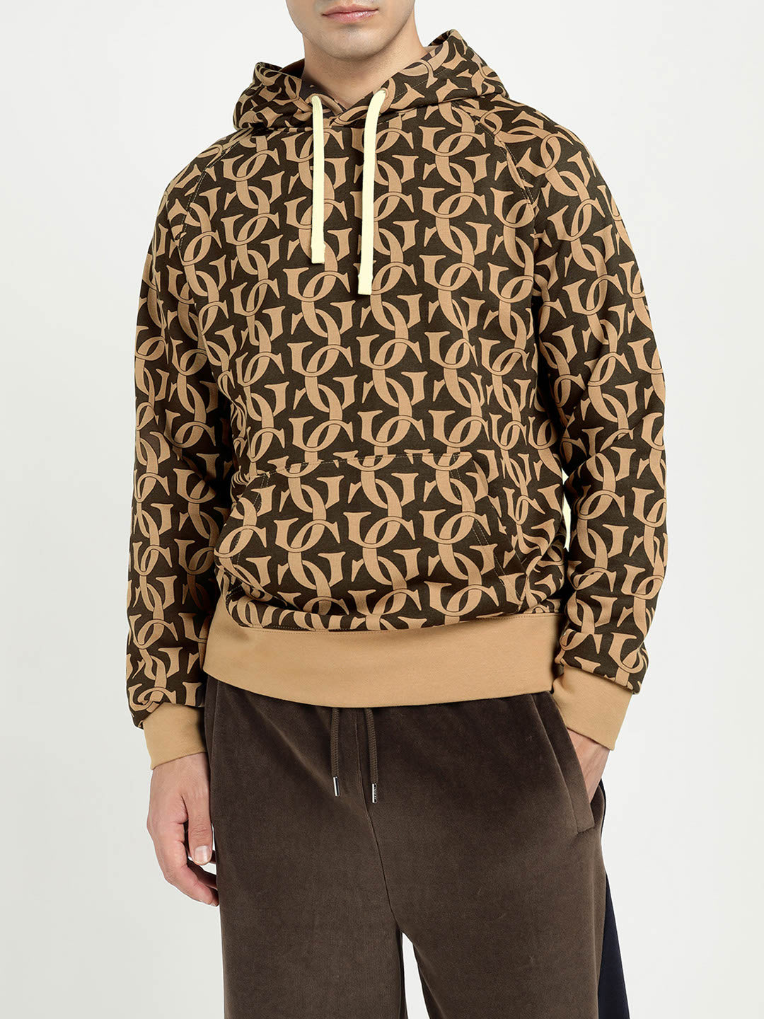 Gant Men Khaki Printed Hooded Sweatshirt