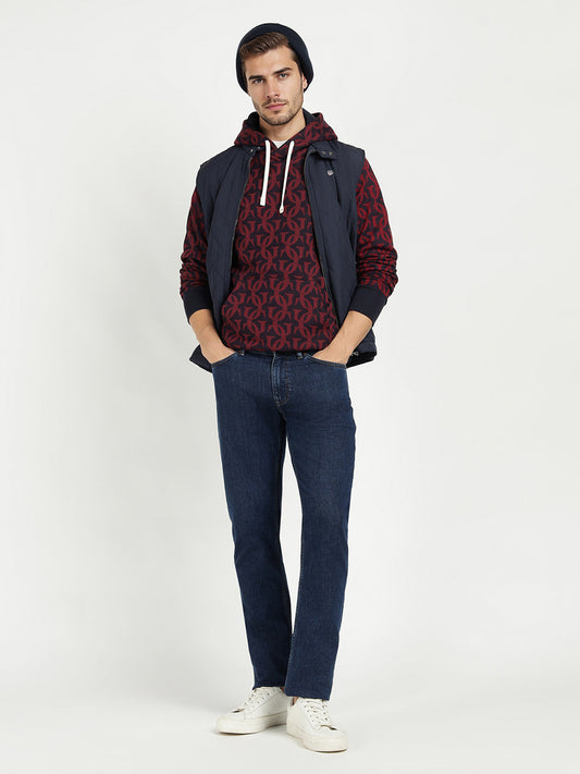 Gant Men Blue Printed Hooded Sweatshirt