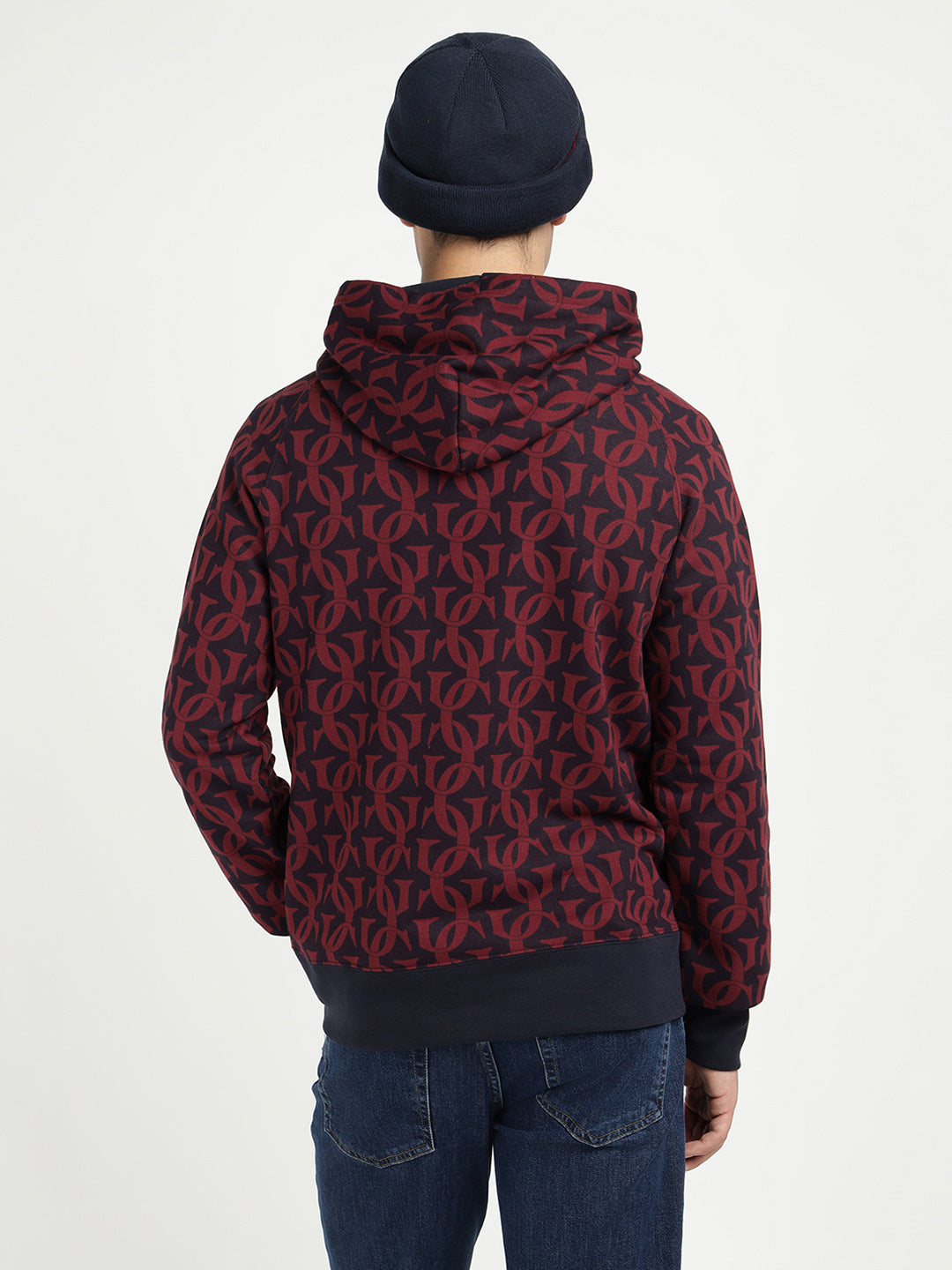 Gant Men Blue Printed Hooded Sweatshirt