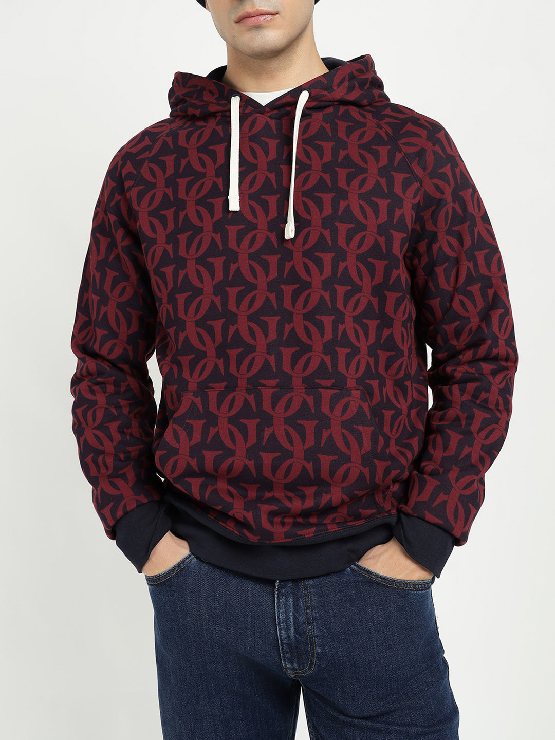 Gant Men Blue Printed Hooded Sweatshirt