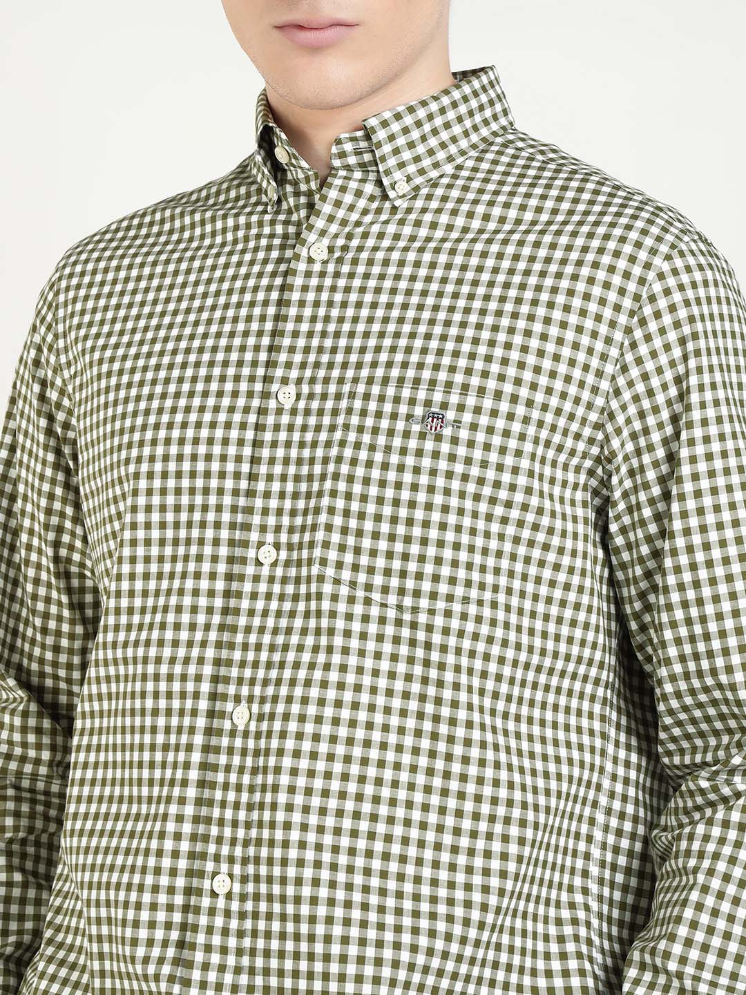 Gant Men Green Checks Collar Shirt
