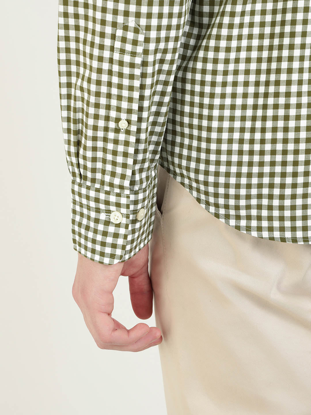 Gant Men Green Checks Collar Shirt