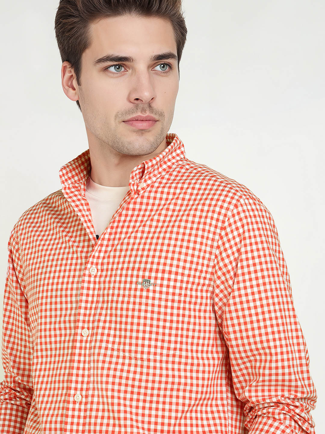Gant Men Orange Checks Collar Shirt
