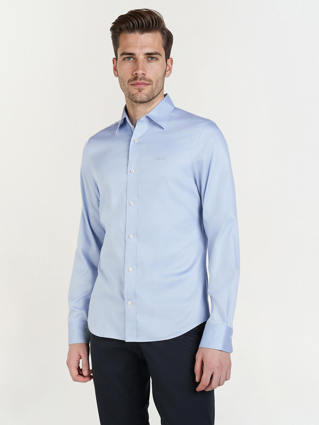 Gant Men Blue Solid Collar Shirt