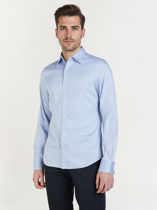 Gant Men Blue Solid Collar Shirt
