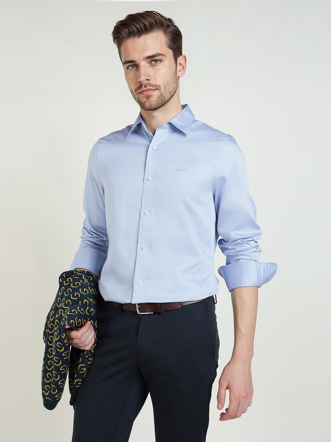 Gant Men Blue Solid Collar Shirt