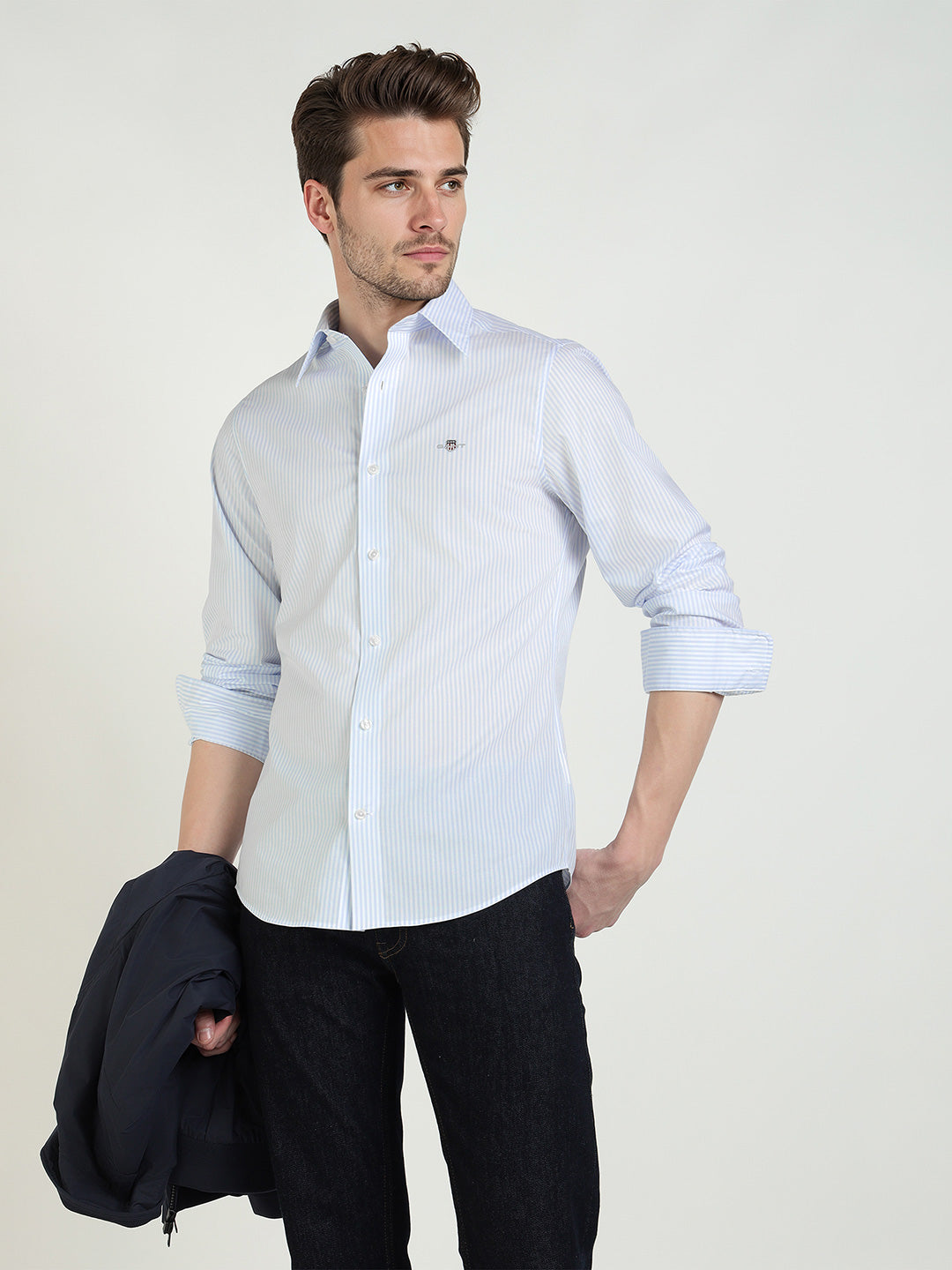 Gant Men Blue Striped Collar Shirt