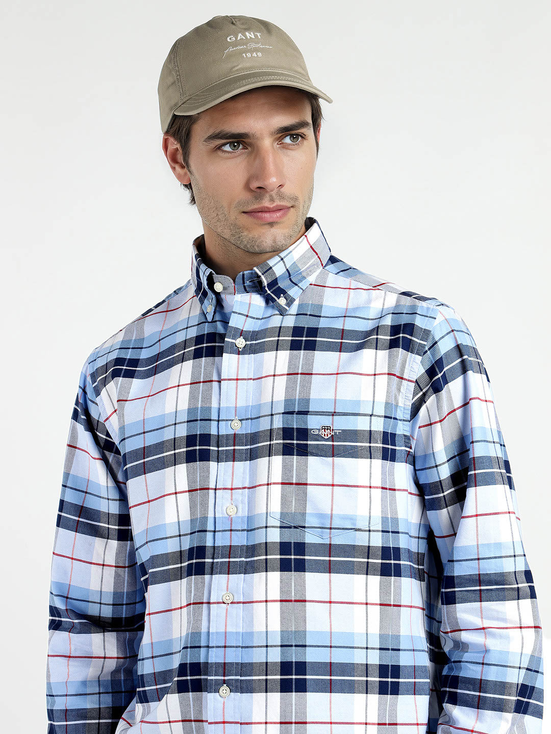Gant Men Blue Checks Collar Shirt