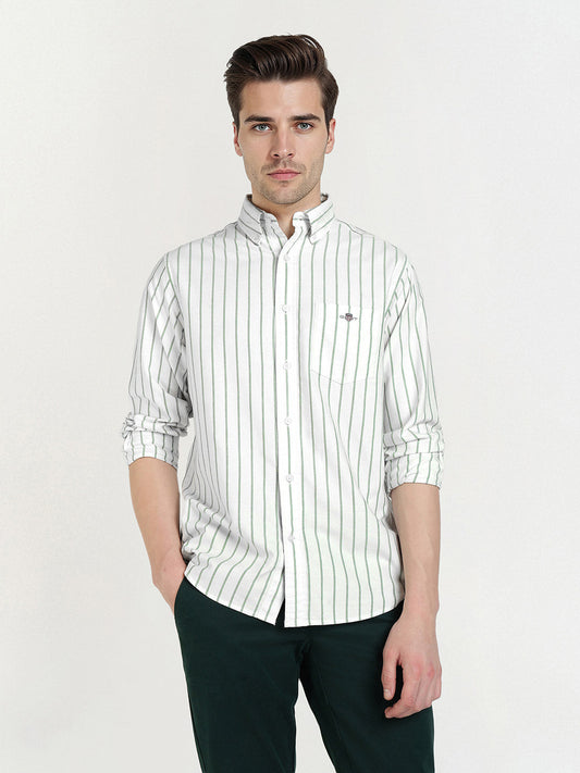 Gant Men Green Striped Collar Shirt