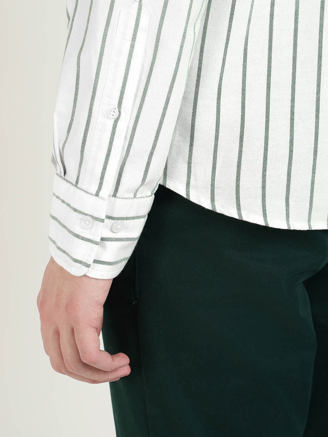 Gant Men Green Striped Collar Shirt