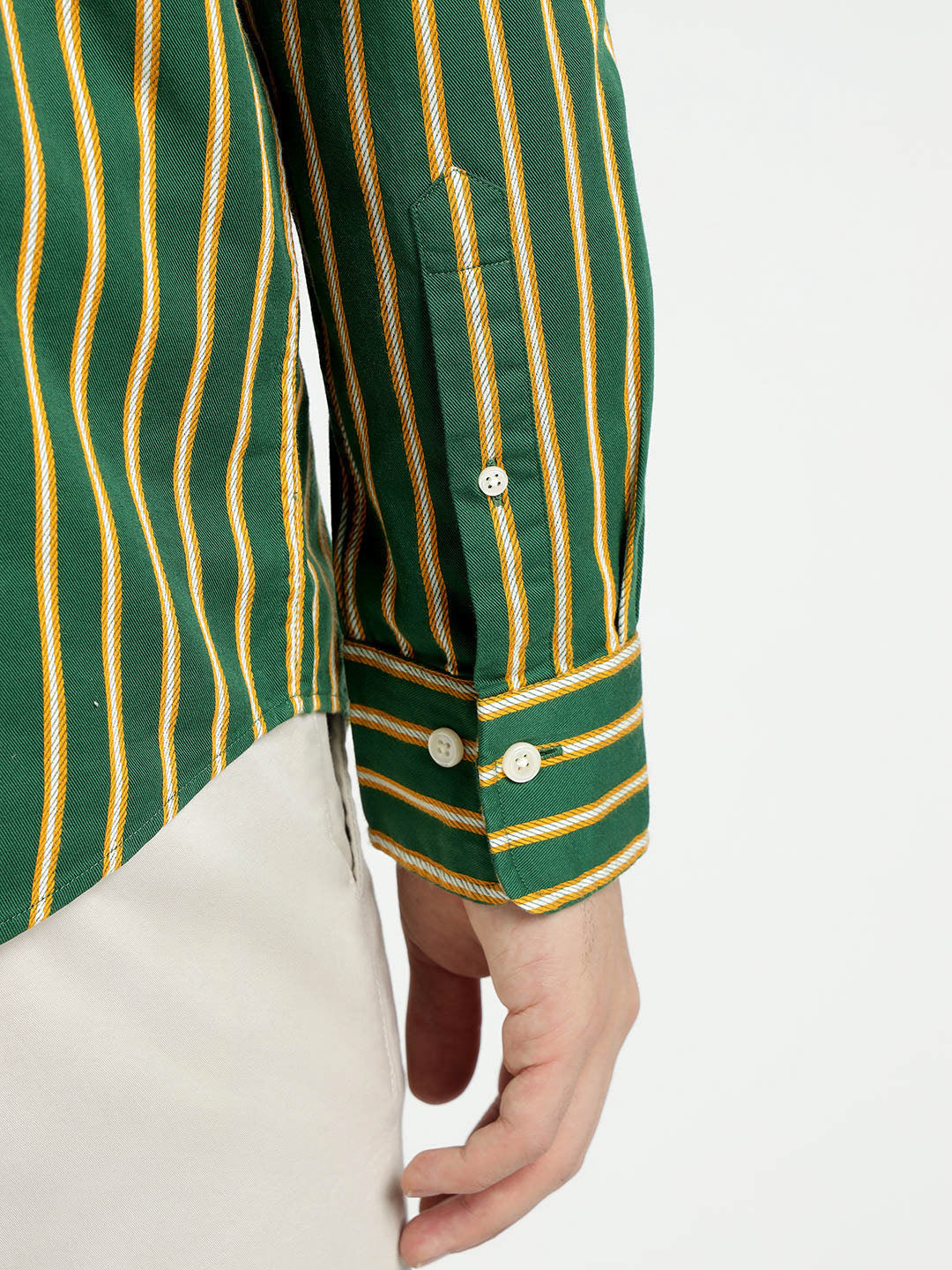 Gant Men Green Striped Collar Shirt