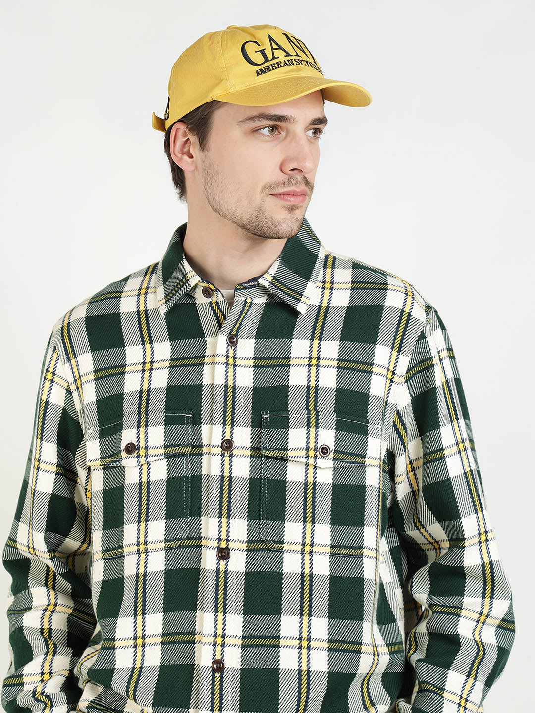 Gant Men Green Checks Collar Shirt