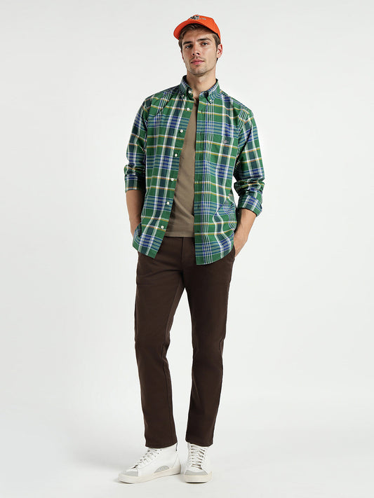 Gant Men Green Checks Collar Shirt
