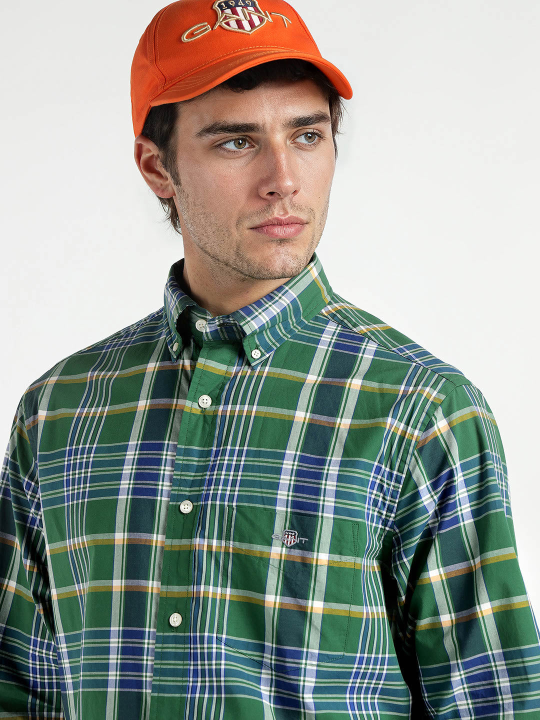 Gant Men Green Checks Collar Shirt