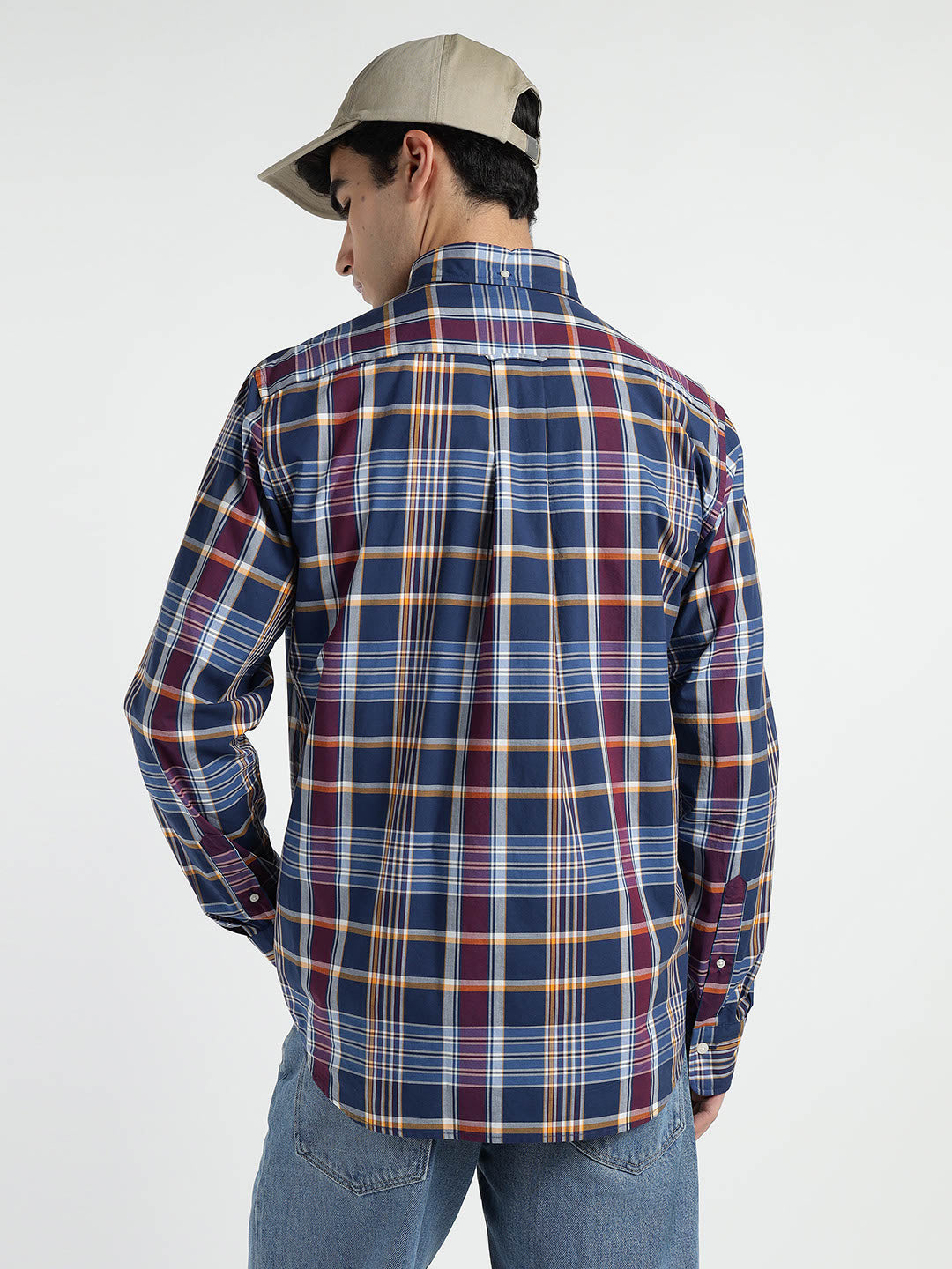 Gant Men Blue Checks Collar Shirt