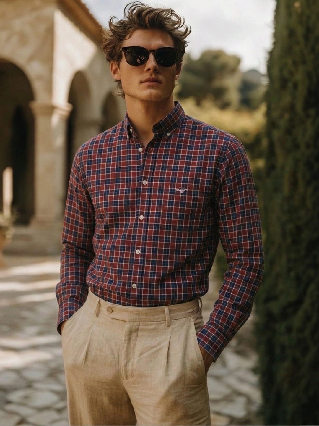 Gant Men Red Checks Collar Shirt