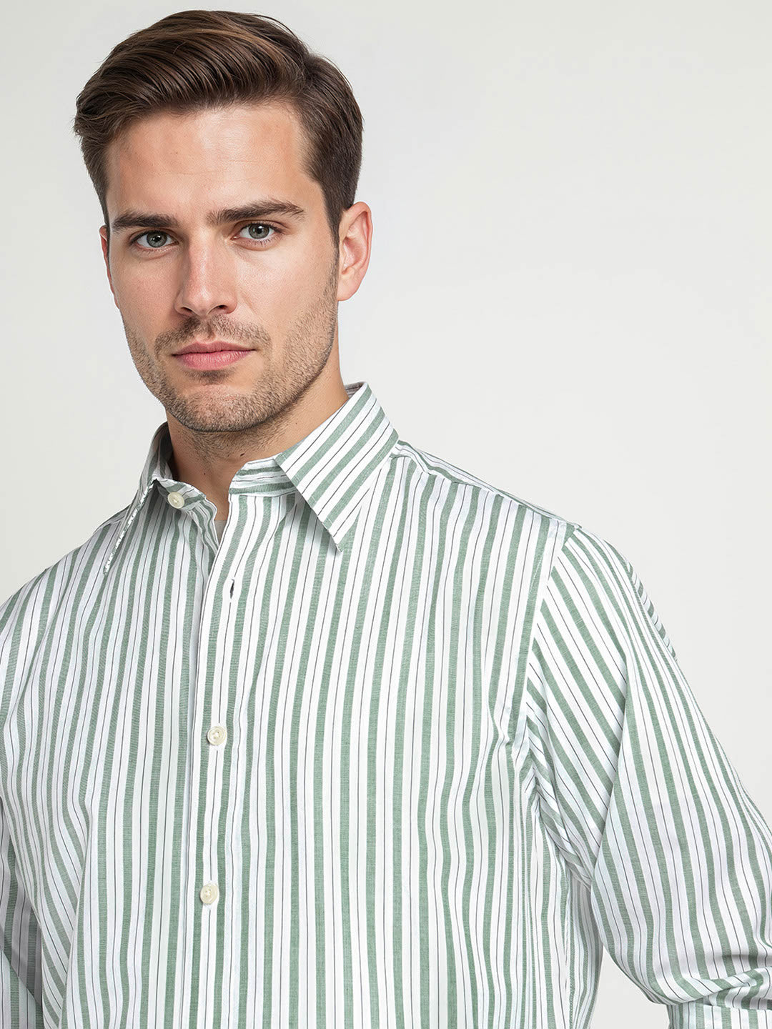 Gant Men Green Striped Collar Shirt