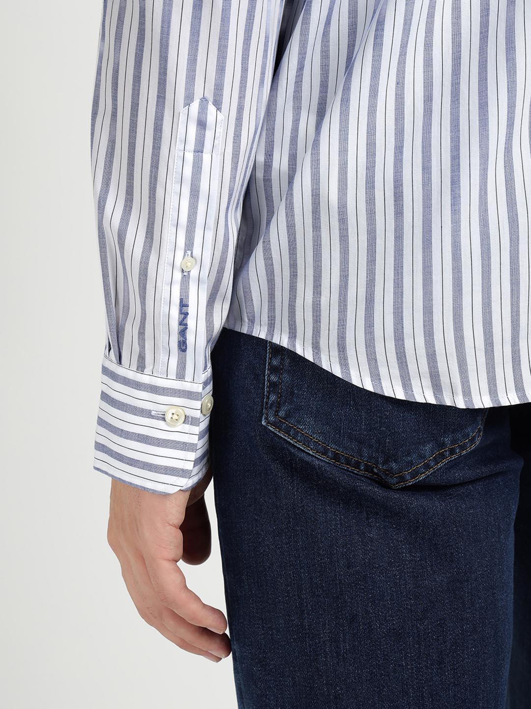 Gant Men Blue Striped Collar Shirt