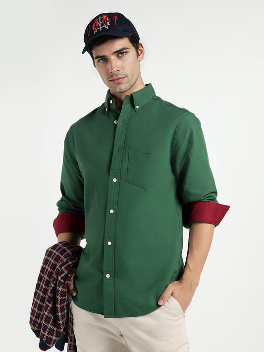 Gant Men Green Solid Collar Shirt