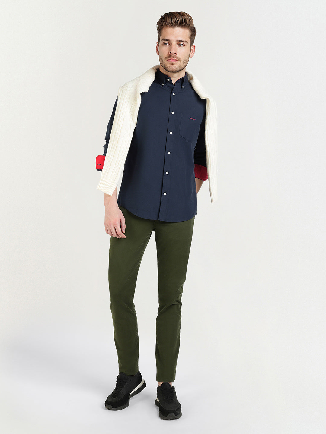 Gant Men Blue Solid Collar Shirt
