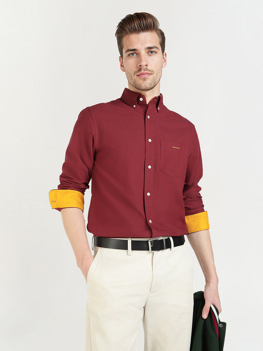 Gant Men Red Solid Collar Shirt
