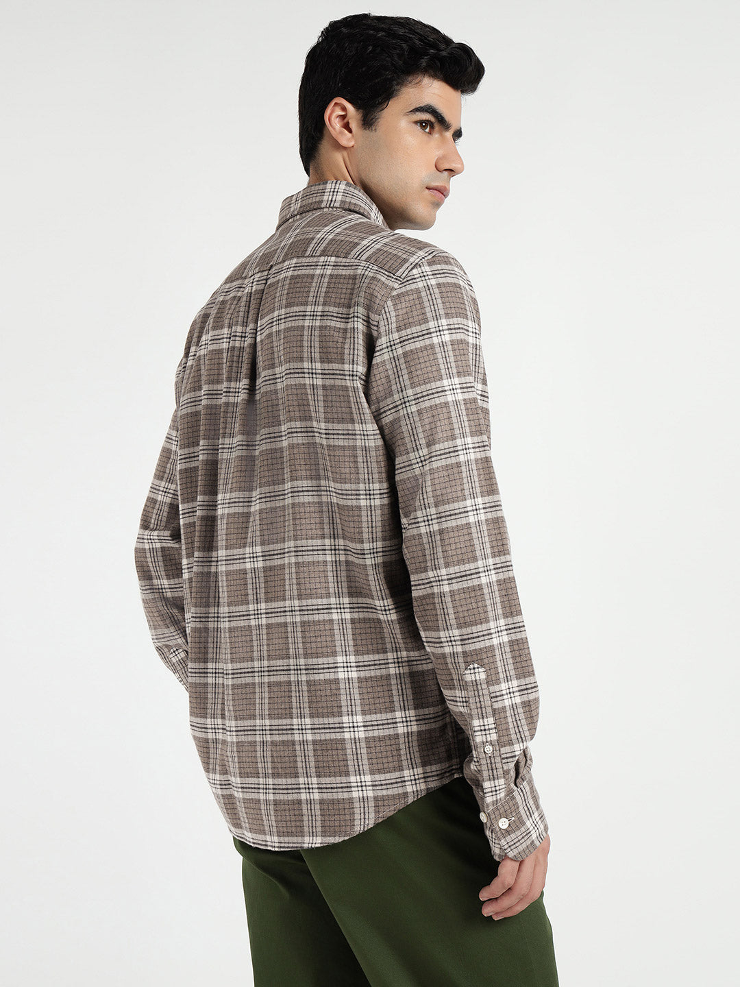Gant Men Brown Checks Collar Shirt