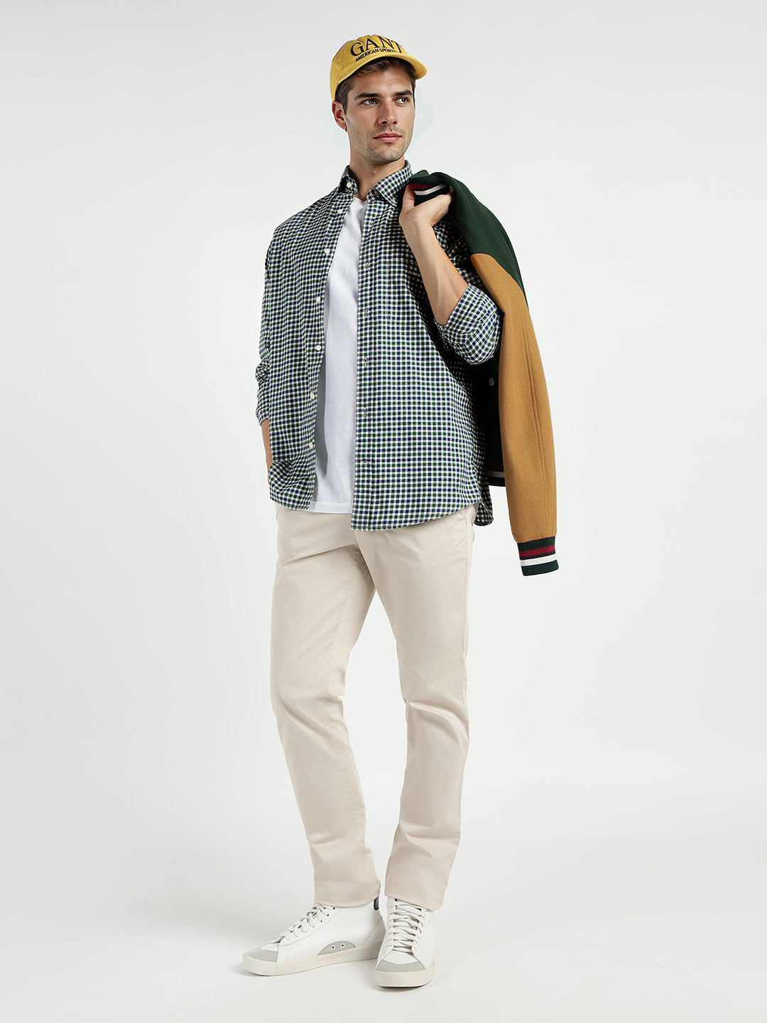 Gant Men Green Checks Collar Shirt