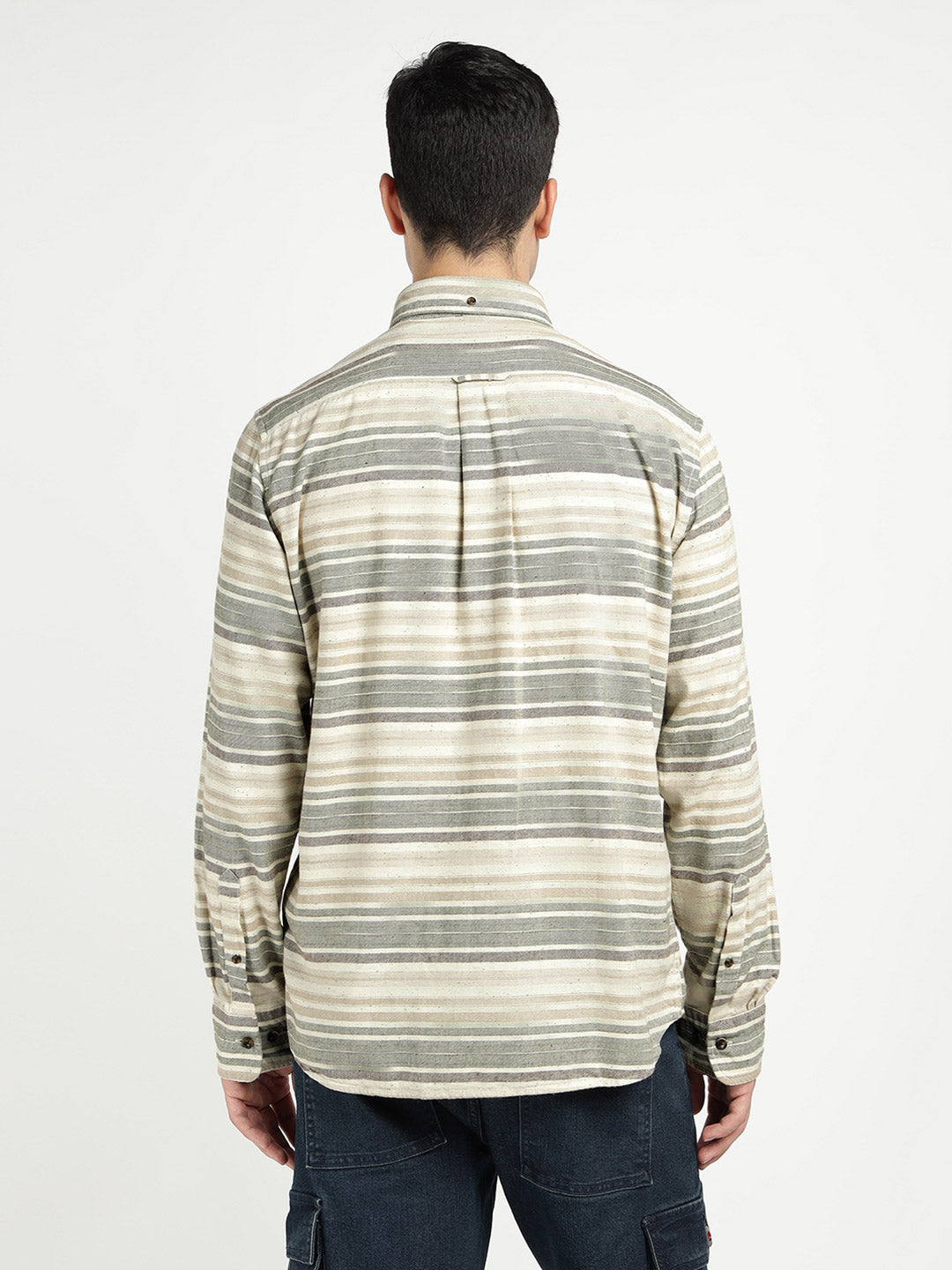 Gant Men Green Striped Collar Shirt