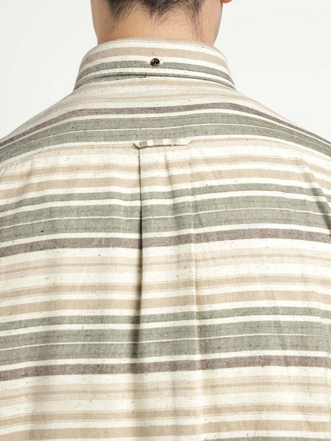 Gant Men Green Striped Collar Shirt